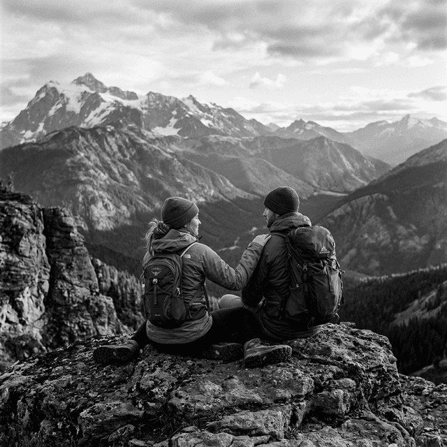 Randonneurs sur une crête de montagne